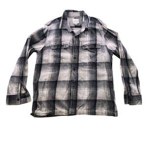 American Eagle Mens Shirt Large Flannel Plaid Long Sleeve Button Up Casual Gray